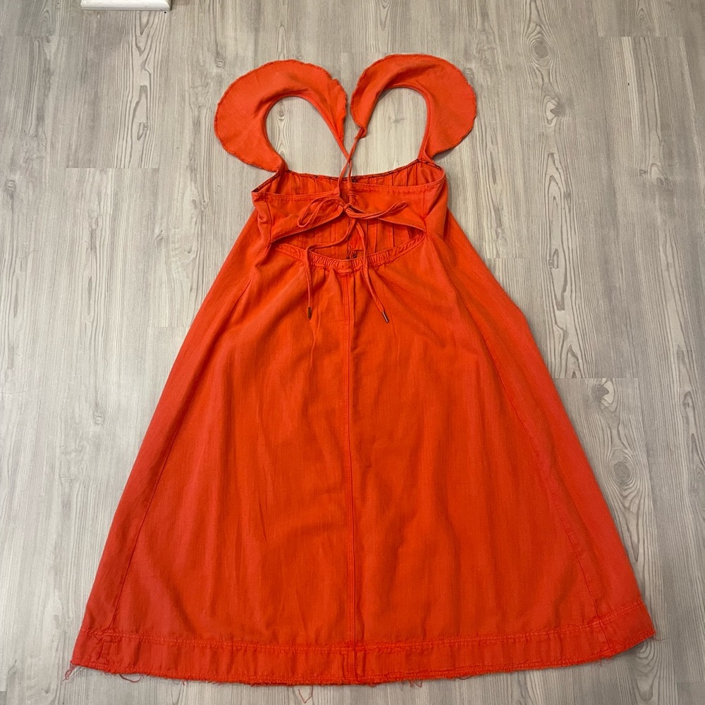 Anthropologie Pilcro Flutter Sleeve Coral Midi Dress - Picture 9 of 12
